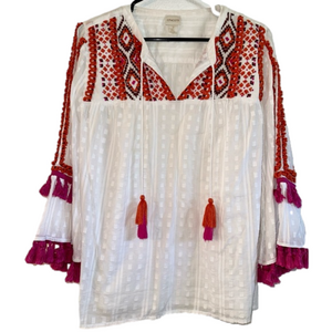 Women’s Chico’s Brand Boho Style Top Shirt Blouse Size 2